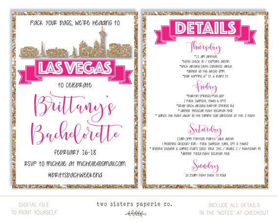 Las Vegas Junggesellenabschied Glitter Einladung Und Etsy