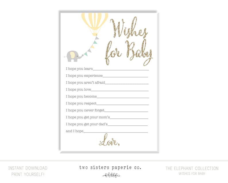 Gender Neutral Wishes for Baby Card Baby Shower Wishes Etsy