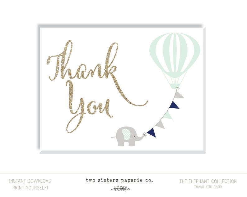 Printable Thank Oneself Card - Elephant Boy or girl Shower - Child Shower Thank Yourself - Printable Card picture regarding Thank You Printable Cards named Printable Thank Yourself Card - Elephant Little one Shower - Boy or girl Shower Thank Oneself - Printable Card