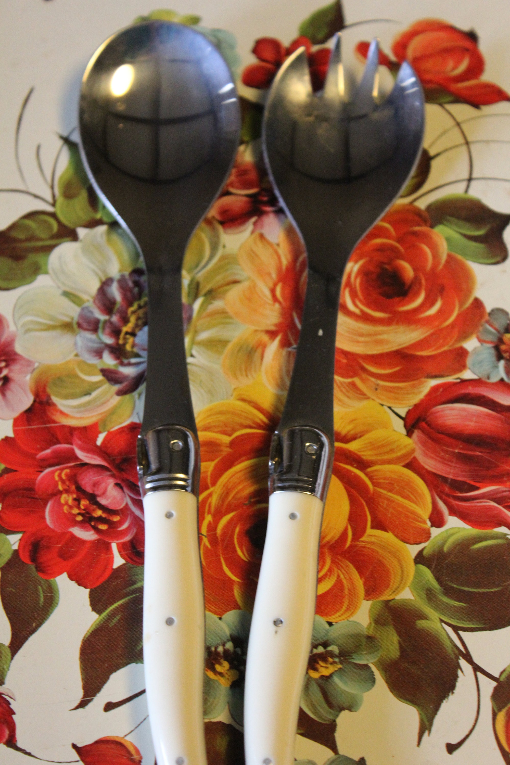 Laguiole Inox Serving Spoon & Set de tenedor Blanco cremoso Etsy