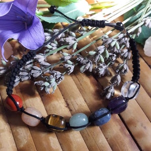 Adjustable Gemstone Chakra Bracelet