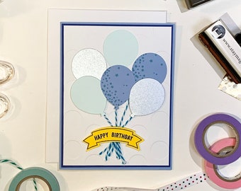 Blue Balloon Bundle Birthday Card