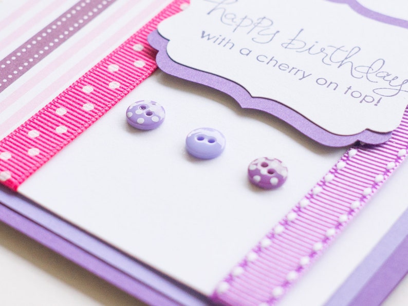 Purple Stripe Birthday Card, Handmade Greeting Cards image 2