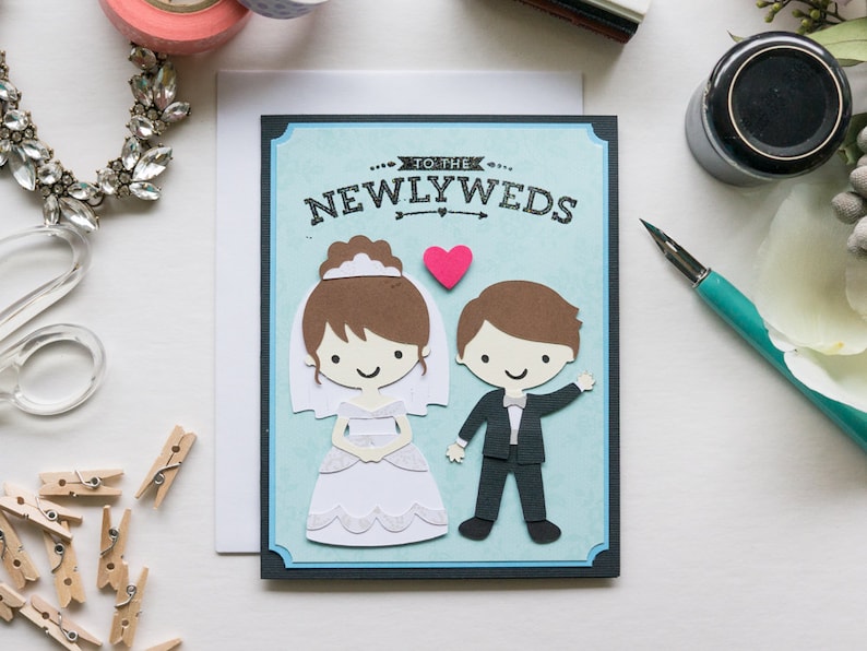 To the Newlyweds Congratulations Card Handmade Greeting Card