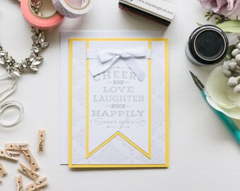 Yellow Large Banner Congratulations Card, Handmade Greeting Card