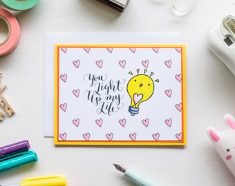 You Light Up My Life Card, Digitally Printed Greeting Card