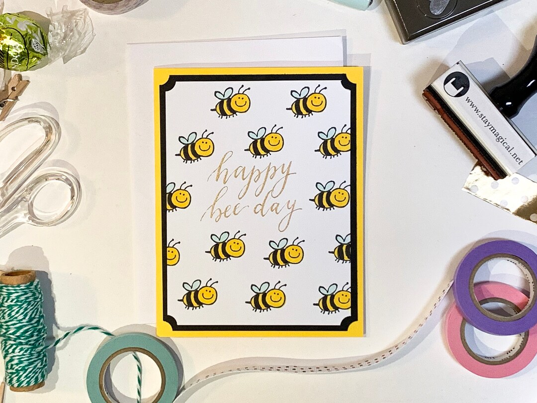 Happy Bee Day Birthday Card, Handmade Stampin up Greeting Card - Etsy