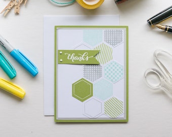 Hexagon Thank You Card, Handmade Stampin Up Greeting Card