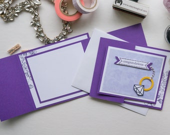 Purple Diamond Ring Trifold Card, Stampin Up Handmade Greeting Card