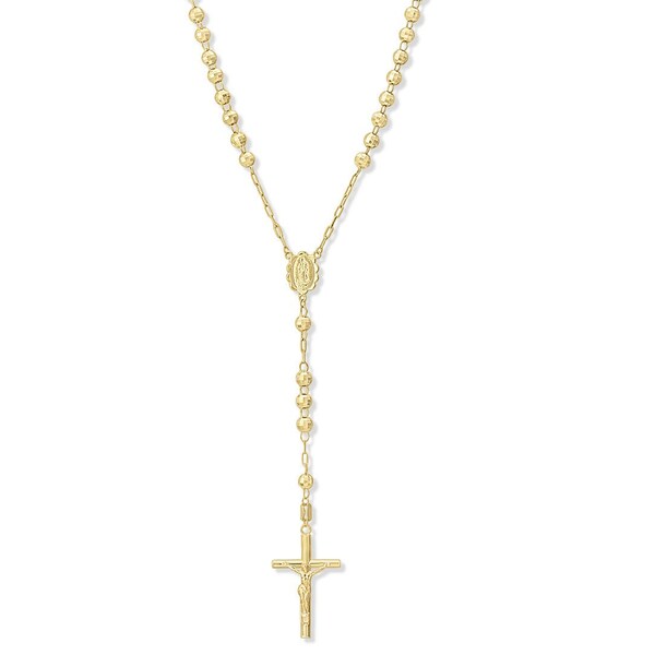 14K Gold Rosary Chain Necklace, Catholic Rosary, Lariat Y Necklace