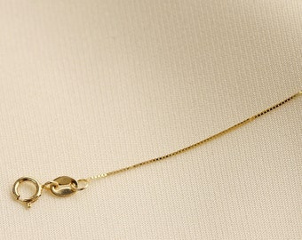 Solid 14K Gold Box Chain Necklace, Delicate Dainty Layered Necklace