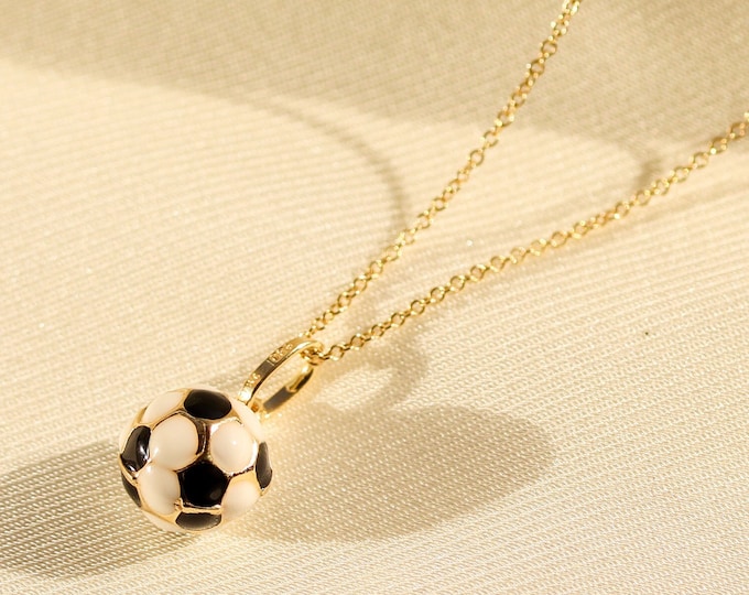 14K Gold Soccer Ball Necklace, Soccer Team Coach Gift, Soccer Mom