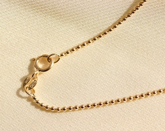 14K Gold Beaded Ball Chain Necklace, Delicate Dainty Layered Necklace