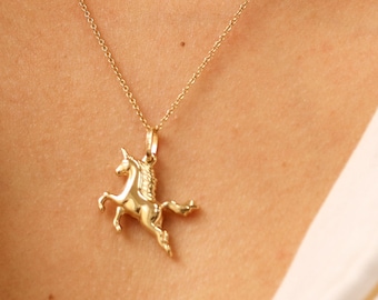 14K Gold Unicorn Necklace For Girls, Unicorn Gift, Unicorn Jewelry, Fantasy Necklace