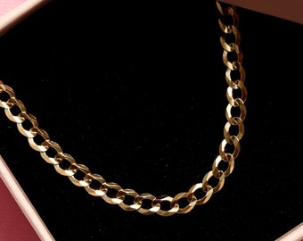 Solid 14K Gold Gourmette Chain Necklace