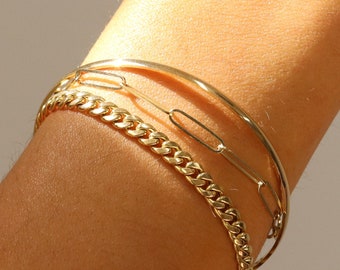 14k Solid Gold Bangle Bracelet, Bangle Bracelets For Women, Gold Bangles, Gold Bangle Bracelet, Solid Gold 2mm Bracelet Bangle