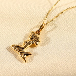 14K Gold Mermaid Necklace, Mermaid Jewelry, Nautical Ocean Jewelry