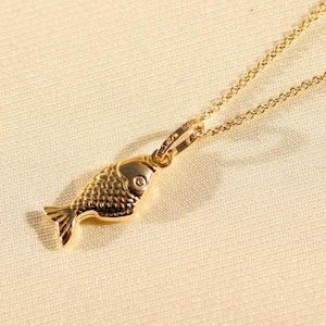 14K Gold Fish Necklace, Ocean Jewelry