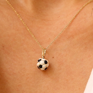 14K Gold Soccer Ball Necklace, Soccer Team Coach Gift, Soccer Mom