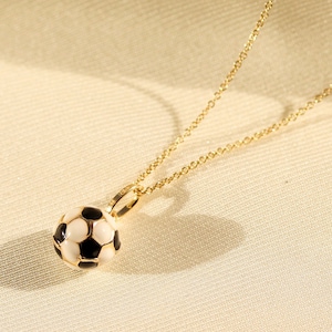14K Gold Soccer Ball Necklace, Soccer Team Coach Gift, Soccer Mom