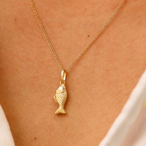 14K Gold Fish Necklace, Ocean Jewelry