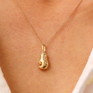 14K Yellow Gold Boxing Glove Necklace: Empowering Gift