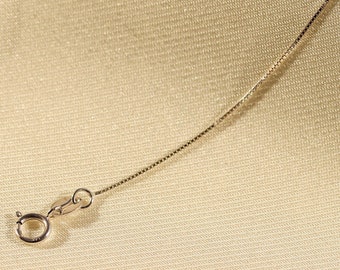 14K Solid White Gold Box Chain Necklace, Dainty Silver Chain Necklace