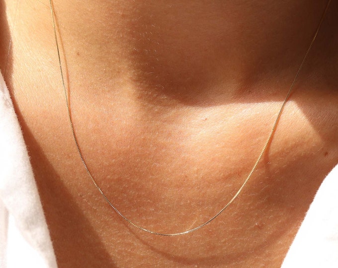 Delicate Dainty 14K Gold Necklace, Minimalist Layered Necklace, Box Chain