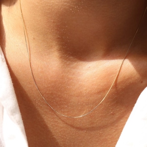 Delicate Dainty 14K Gold Necklace, Minimalist Layered Necklace, Box Chain