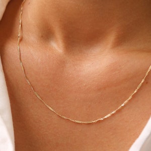 Twisted Bar Link Chain, Singapore Chain Gold, Singapore Chain, Bar Chain, Gold Singapore Chain, 14K Gold Necklace, Necklaces For Women