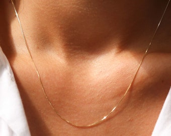 Box Chain, Gold Box Chain Necklace, Gold Necklace, Necklaces For Women, Dainty Necklace, Solid Gold Necklace, Gold Necklaces For Women