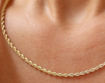 Rope Chain, Gold Rope Chain, Gold Rope Chain Necklace, 14K Gold Rope Chain, Rope Chain Necklace, 14K Rope Chain, Twist Chain Necklace