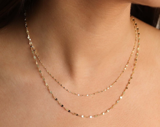 14K Gold Chain Necklace, Delicate Dainty Layered Necklace