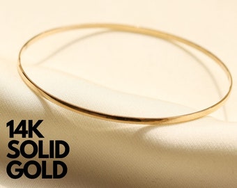 14k Solid Gold Bangle Bracelet, Bangle Bracelets For Women, Gold Bangles, Gold Bangle Bracelet, Solid Gold 2mm Bracelet Bangle