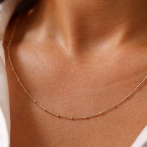 Solid gold satellite chain best sale