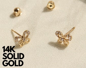 Gold Earrings Stud, 14K Gold Earrings Studs, Gold Butterfly Earrings, Butterfly Earrings Gold, 14K Gold Butterfly Earrings, Butterfly Stud