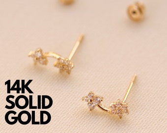 Gold Earrings, 14K Gold Earrings, Solid Gold Earrings, Gold Earrings Set, Gold Earrings Stud, Stud Earrings Gold, Gold Flower Earrings