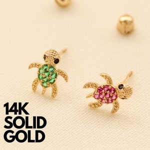 Gold Earrings Stud, 14K Gold Earrings, Solid Gold Earrings Set, Gold Earrings Stud, 14K Gold Earrings Studs, Animal Earrings, Turtle Gifts