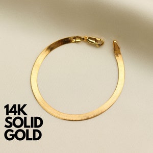 14K Gold Herringbone Bracelet, Womens Chain Bracelet, Bracelet For Women