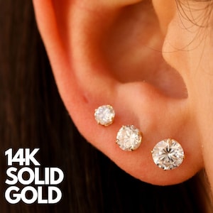 Gold Earrings, 14K Gold Earrings, Gold Earrings Set, Gold Earrings Stud, Earrings Solid Gold, Stud Earrings, Earrings Studs, Cz Earrings