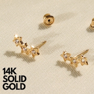 Gold Earrings, Solid Gold Earrings, Gold Earrings Stud, Small Gold Earrings, Earrings Solid Gold, Gold Dainty Studs, Gold Star Earrings