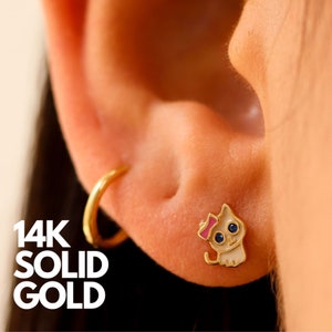 Gold Earrings, 14K Gold Earrings, Solid Gold Earrings, Gold Earrings Set, Gold Earrings Stud, Stud Earrings Gold, Gold Animal Earrings