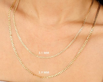 Solid 14K Gold Cuban Link Chain Necklace