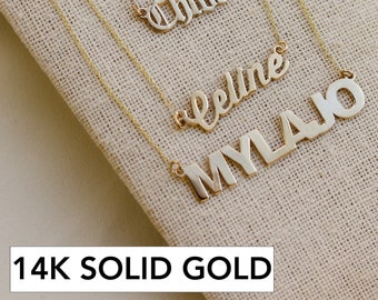 Name Necklace, Custom Name Necklace, Name Necklace Gold, Gold Name Necklace, Nameplate Necklace, Solid Gold Name Necklace, Custom Gift