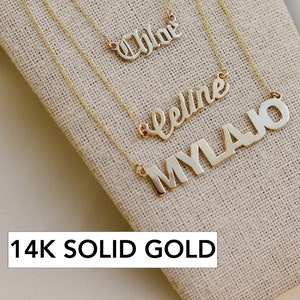 Name Necklace, Custom Name Necklace, Name Necklace Gold, Gold Name Necklace, Nameplate Necklace, Solid Gold Name Necklace, Custom Gift