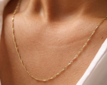 Singapore Chain, Singapore Chain Gold, Twist Chain Necklace, Twist Gold Necklace Chain, Necklaces For Women, Dainty Necklace, Gold Chain