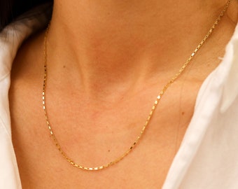 Solid 14K Gold Chain Necklace, Delicate Dainty Layered Necklace