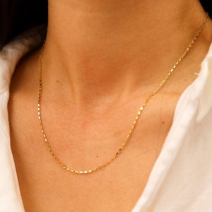 Solid 14K Gold Chain Necklace, Delicate Dainty Layered Necklace