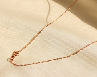 14K Rose Gold Rolo Chain Necklace, Rose Gold Rope Chain, Rose Gold Jewelry