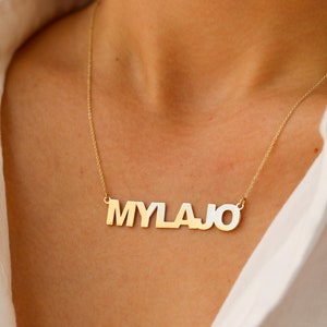 Name Necklace, Custom Name Necklace, Name Necklace Gold, Gold Name Necklace, Nameplate Necklace, Solid Gold Name Necklace, Custom Gift